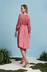 Gathered Sleeve Midi Dress